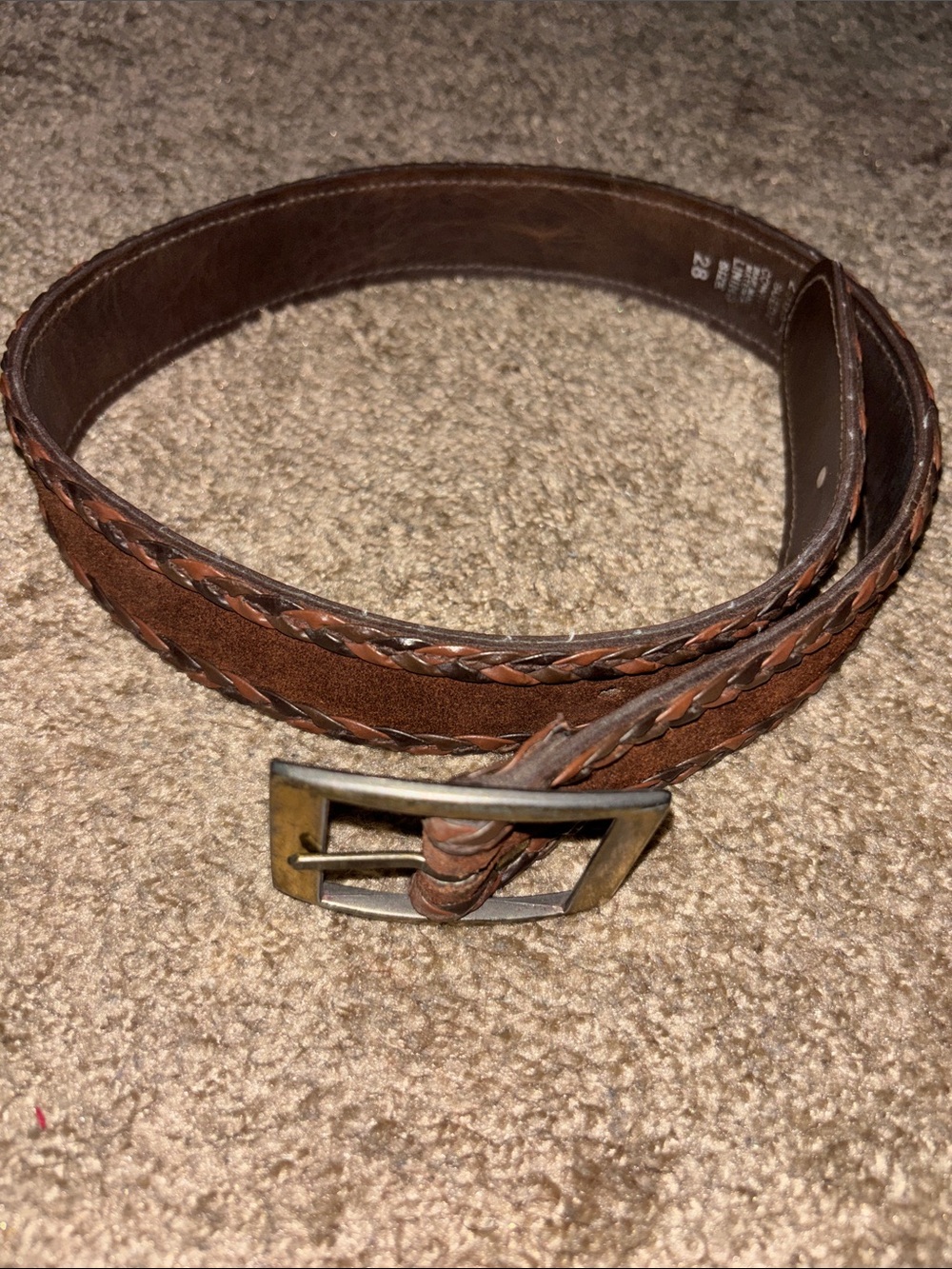 Levi’s Ladies Brown Braided Leather& Suede Belt - Classic Casual Style Sz 28